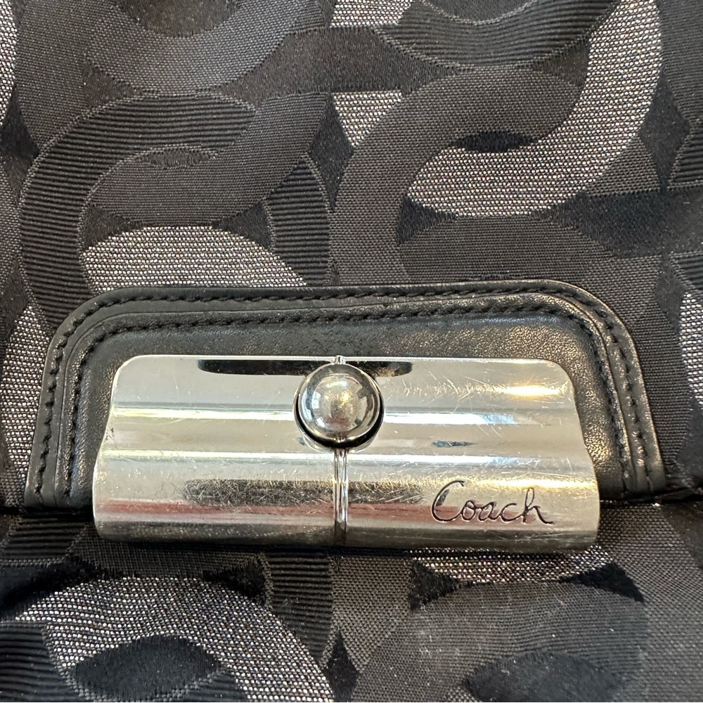 Coach Kristin Hobo Bag black jacquard fabric silver, charcoal signature pattern - Picture 2 of 12